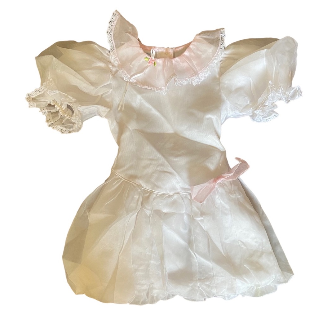 Vintage Mothercare Little Girl’s Dress 4T Coquette Baptism Puff Sleeve Peageant